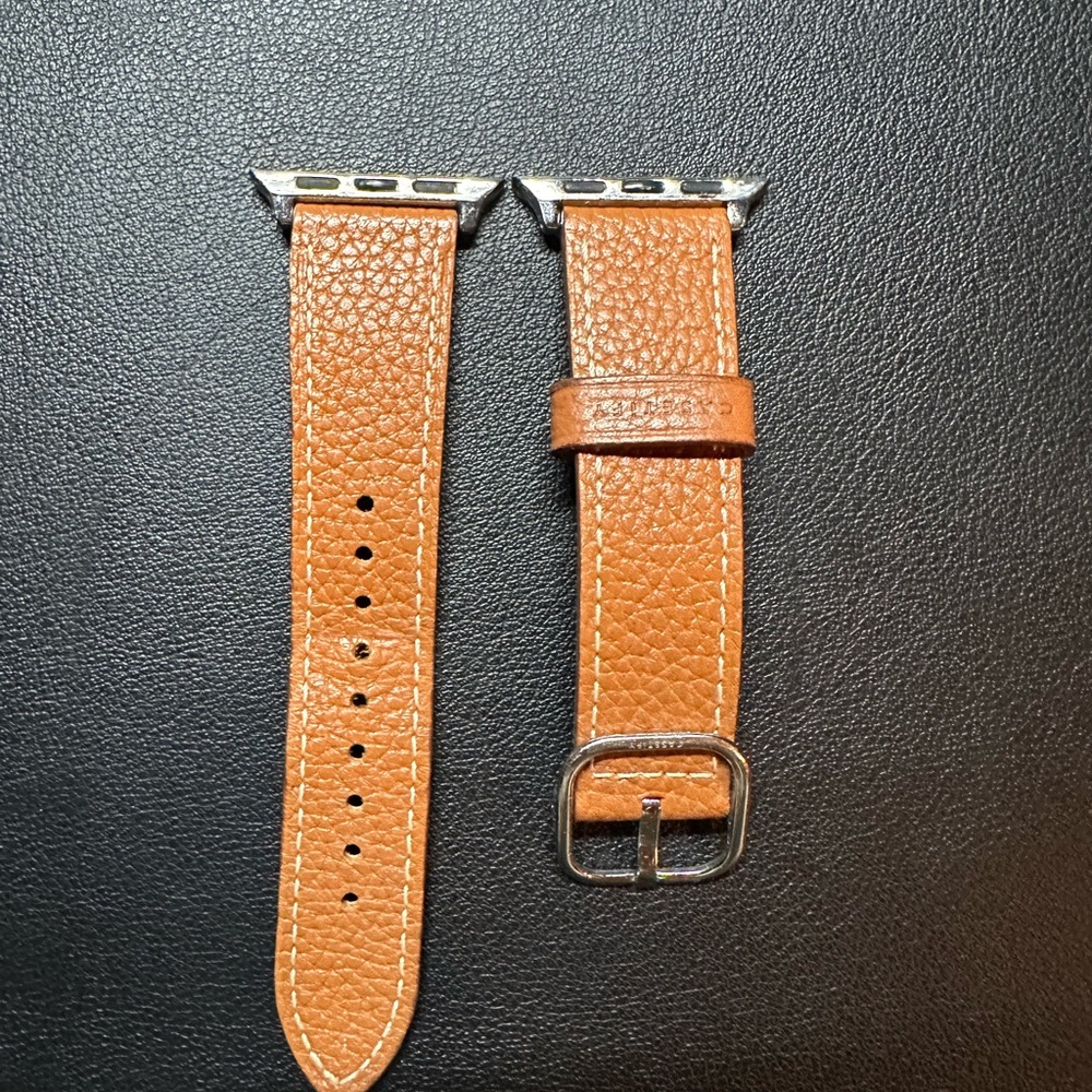Casetify Tan Leather Smartwatch Straps with Pebbled Texture